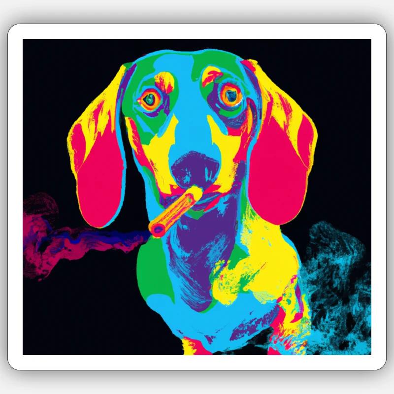 Teckel en smoking - Sticker taille S (10 x 10 cm) - blanc mat