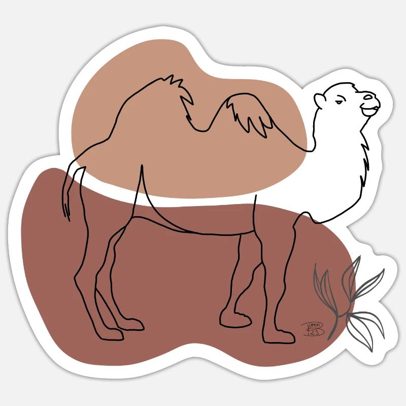 "Kamel", Boho Line Art Design, Serie "Desert" Sticker Größe S (10 x 10 cm)