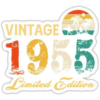 Vintage 1955 Limited Edition Made In 1955 Birthday - Sticker size S (10 x 10 cm) - white matte - Front