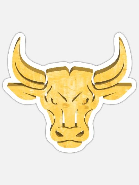 Goldener Stier | Sternzeichen Stier - Sticker Größe S (10 x 10 cm) - Mattweiß