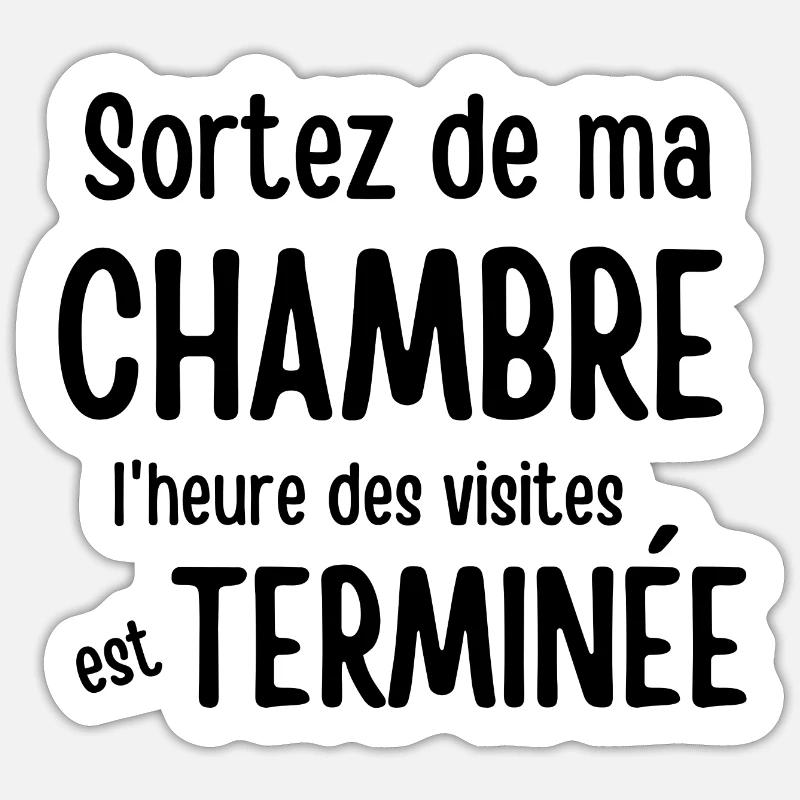 sortez de ma chambre - Sticker taille S (10 x 10 cm) - blanc mat