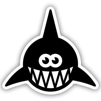 Fish Showing Teeth (Shark, Predator, Carnivore 1C) - Sticker size S (10 x 10 cm) - white matte - Front