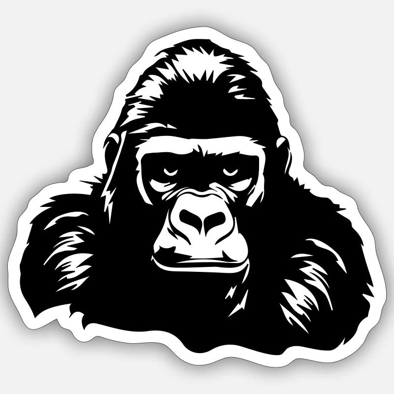 gorille - Sticker taille S (10 x 10 cm) - blanc mat