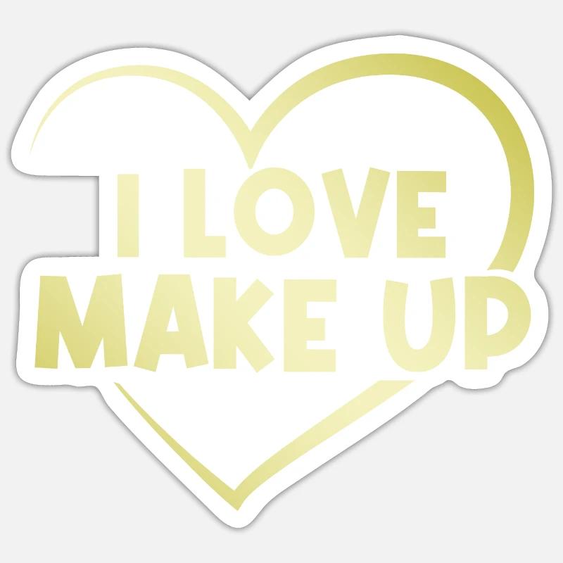 I love makeup - Sticker size S (10 x 10 cm) - white matte