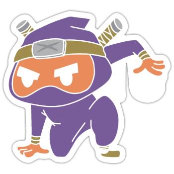 Feu de camp Guimauve Mignon Enfants Smore Ninja - Sticker taille S (10 x 10 cm) - blanc mat - Devant