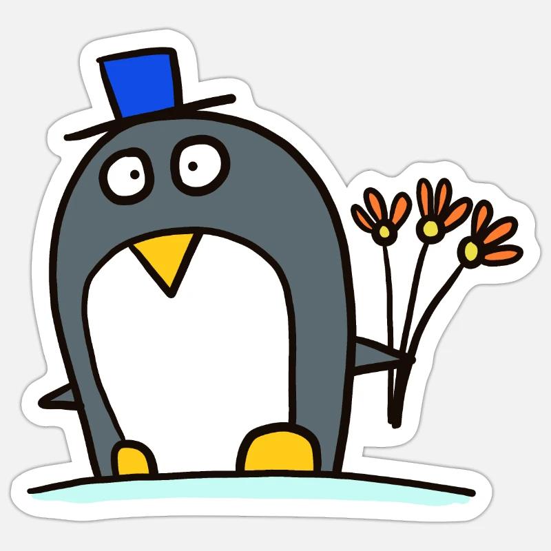 Pingouin comme palefrenier - Sticker taille S (10 x 10 cm) - blanc mat