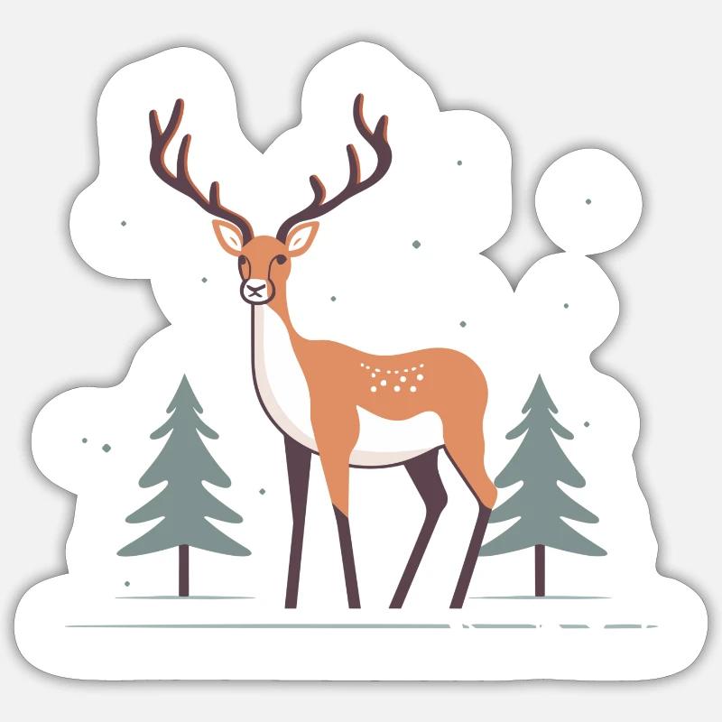 Hirsch - Sticker Größe S (10 x 10 cm) - Mattweiß