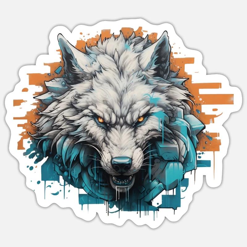 Geist des Nordens - Graffiti-Stil - Sticker Größe S (10 x 10 cm) - Mattweiß
