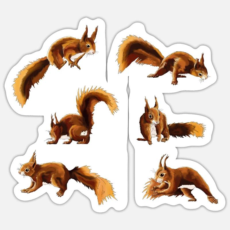 Écureuil - Sticker taille S (10 x 10 cm) - blanc mat
