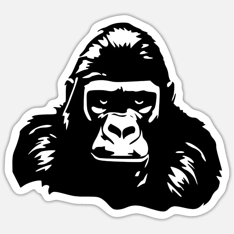 Gorilla - Sticker Größe S (10 x 10 cm) - Mattweiß