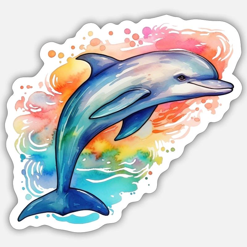 Dauphin - Sticker taille S (10 x 10 cm) - blanc mat