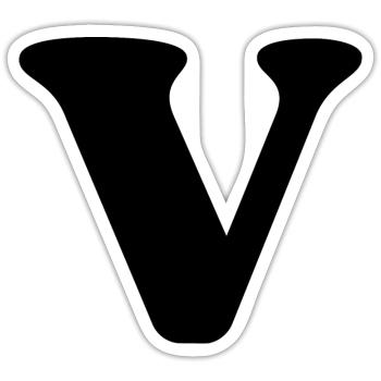 Lettre v - Sticker taille S (10 x 10 cm) - blanc mat - Devant