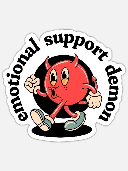 niedlicher und lustiger Dämon zur emotionalen Unterstützung - Sticker Größe S (10 x 10 cm) - Mattweiß