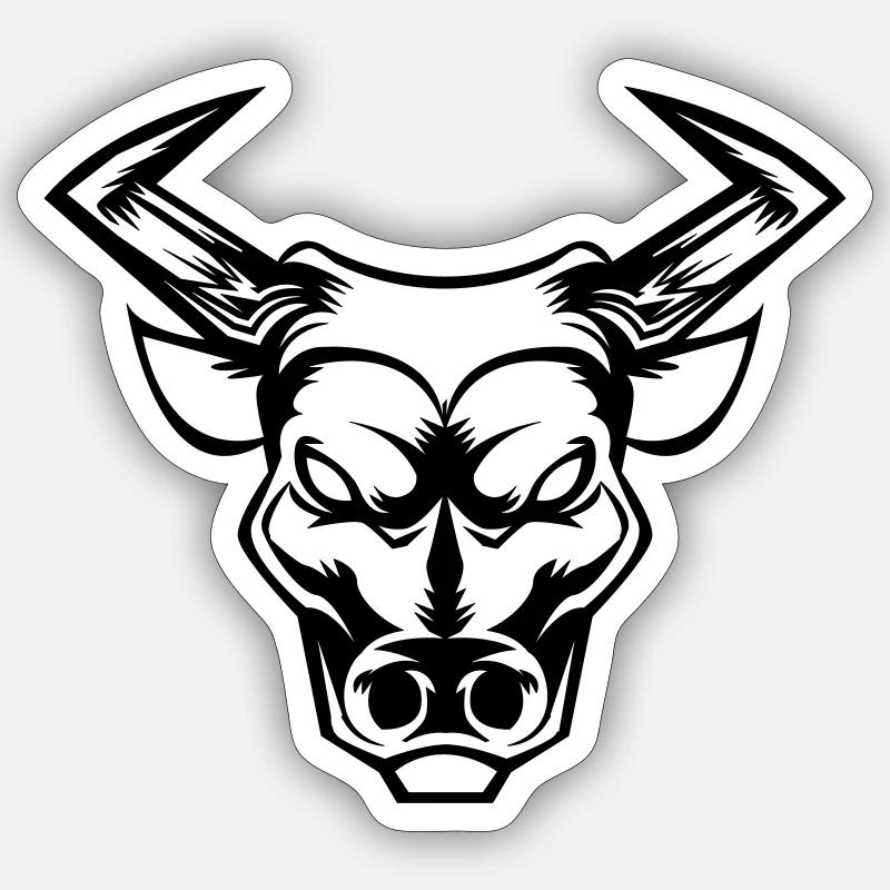 bull stier - Sticker Größe S (10 x 10 cm) - Mattweiß