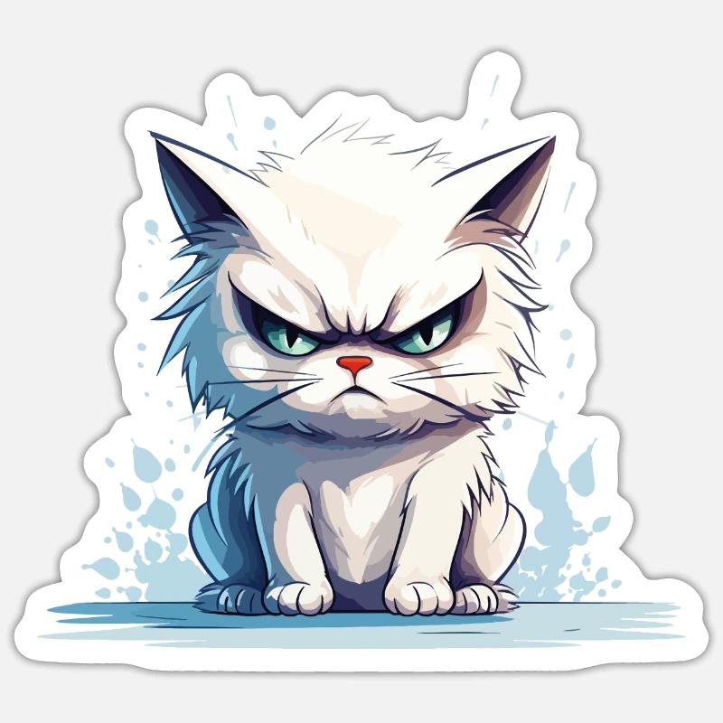 cat grumpy grumpy grumpy meow funny Sticker size S (10 x 10 cm)