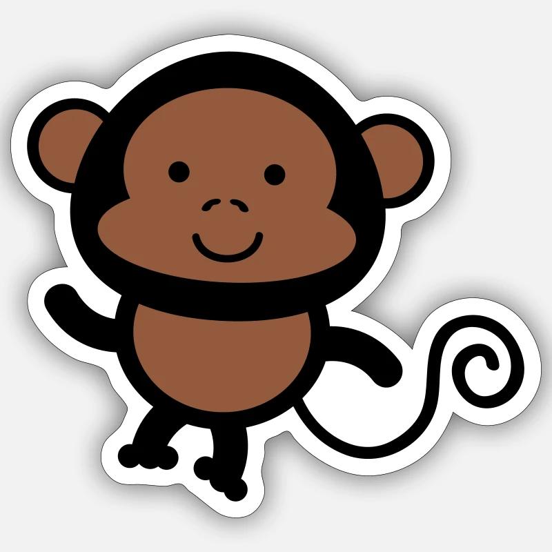 monkey - Sticker Größe S (10 x 10 cm) - Mattweiß