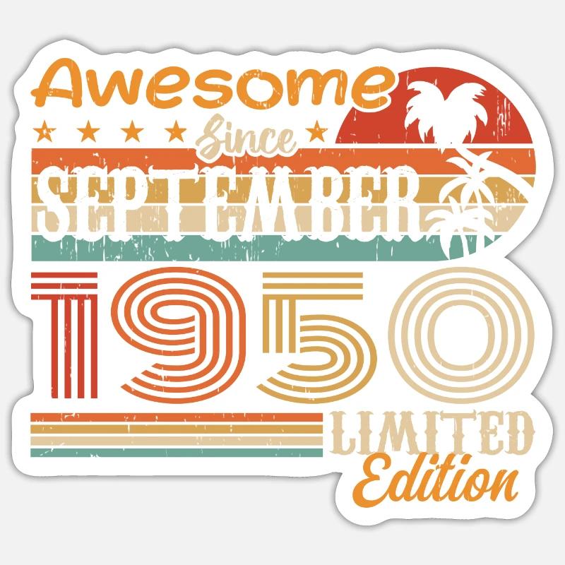 September 1950 - Birthday 1950 September - Sticker size S (10 x 10 cm) - white matte