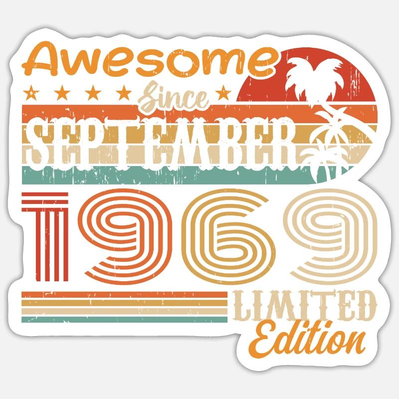 Septembre 1969 - Anniversaire 1969 Septembre - Sticker taille S (10 x 10 cm) - blanc mat