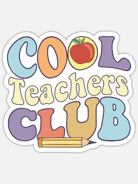 Cool Teacher Club Live Love Teach Back To School - Sticker Größe S (10 x 10 cm) - Mattweiß