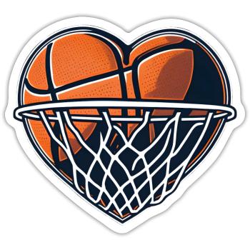 Basketball Liebe Herz für Weltmeister Fans Spieler - Sticker Größe S (10 x 10 cm) - Mattweiß - Vorne