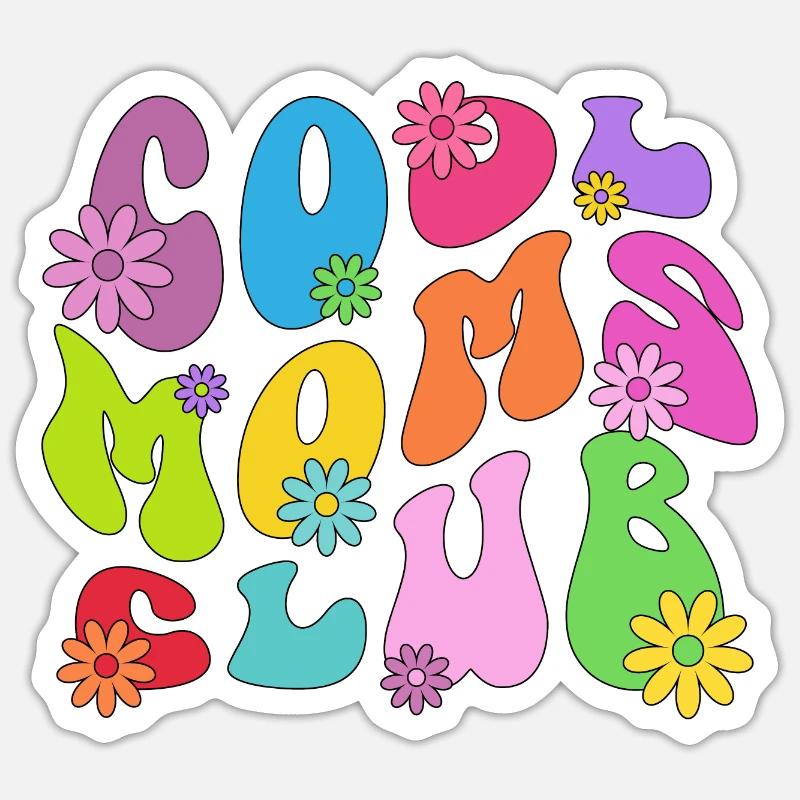 Cool Moms Club - Mutter Mom Muttertag Mama - Sticker Größe S (10 x 10 cm) - Mattweiß