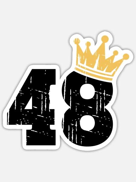 48 Krone 48. Geburtstag 48 Jahre - Sticker Größe S (10 x 10 cm) - Mattweiß