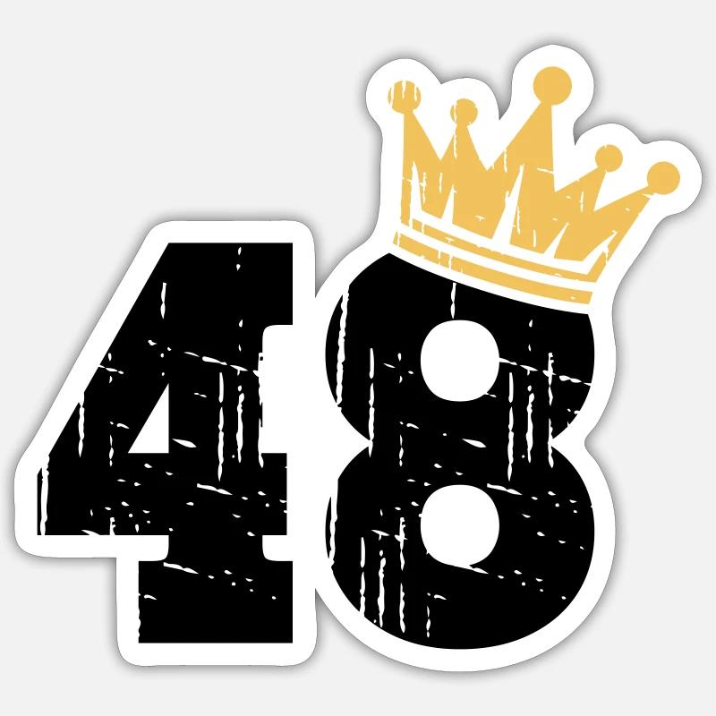 48 Krone 48. Geburtstag 48 Jahre - Sticker Größe S (10 x 10 cm) - Mattweiß