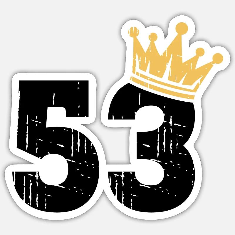 53 Couronne 53e anniversaire 53 ans - Sticker taille S (10 x 10 cm) - blanc mat