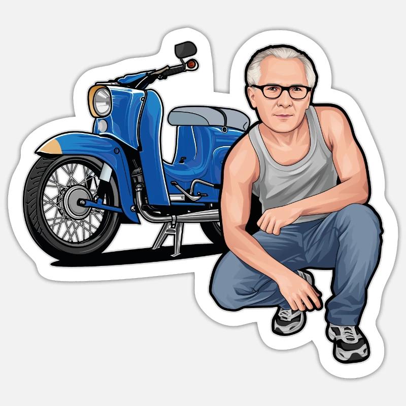 Schwalbe (Trude) + Erich // Illustration - Sticker taille S (10 x 10 cm) - blanc mat