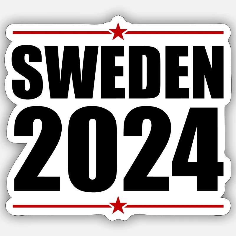 Suède 2024 - Sticker taille S (10 x 10 cm) - blanc mat