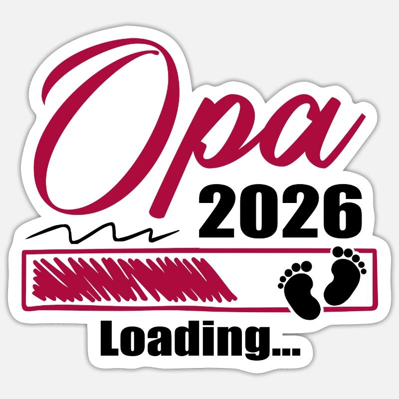 Werdender Opa 2026 Opa loading Geschenk Männer - Sticker Größe S (10 x 10 cm) - Mattweiß