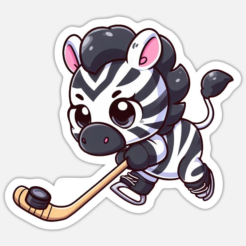 Zebra auf dem Eis: Eishockey mal anders! Sticker Größe S (10 x 10 cm)