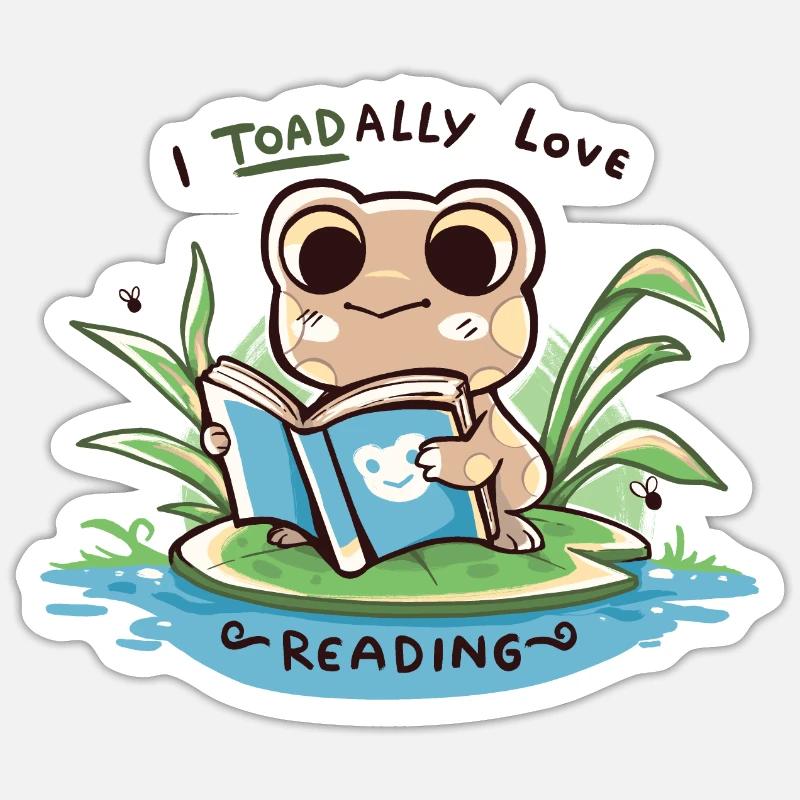 TOADally aime la lecture - Sticker taille S (10 x 10 cm) - blanc mat