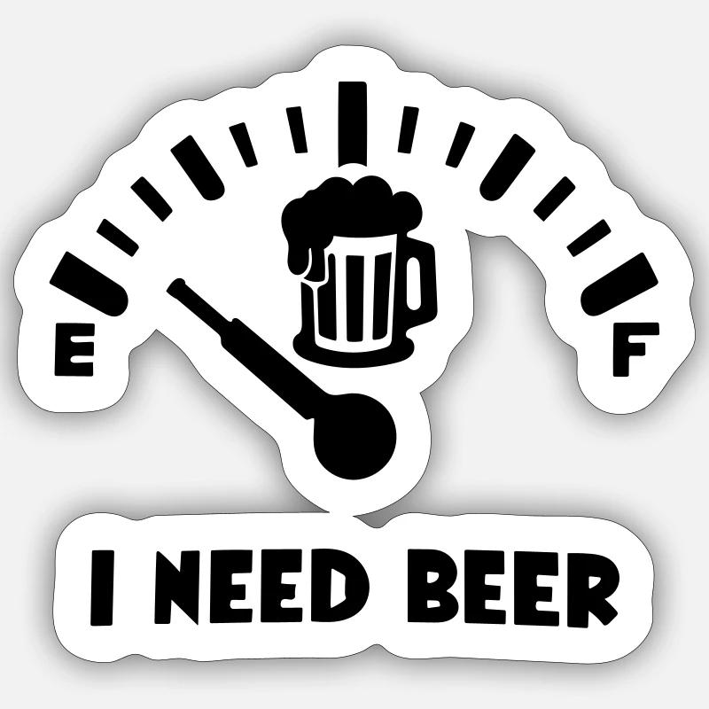 j'ai besoin d'une bière - Sticker taille S (10 x 10 cm) - blanc mat