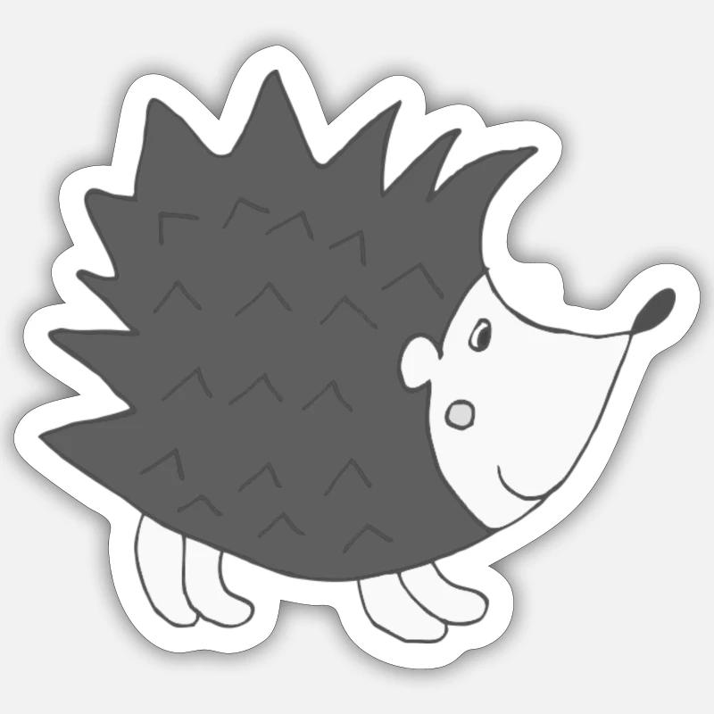 Hérisson Noir Blanc Sticker taille S (10 x 10 cm)