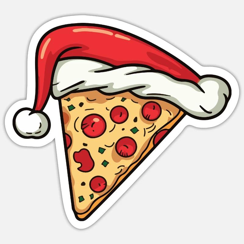Pizza Weihnachten Essen - Sticker Größe S (10 x 10 cm) - Mattweiß