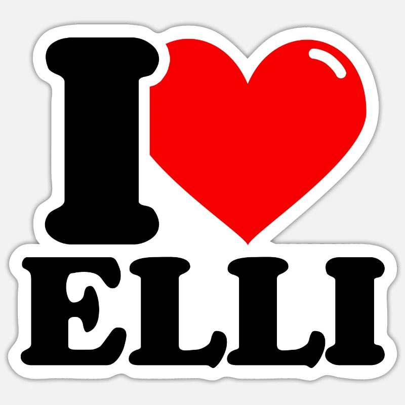 J’aime elli Prénom - Sticker taille S (10 x 10 cm) - blanc mat