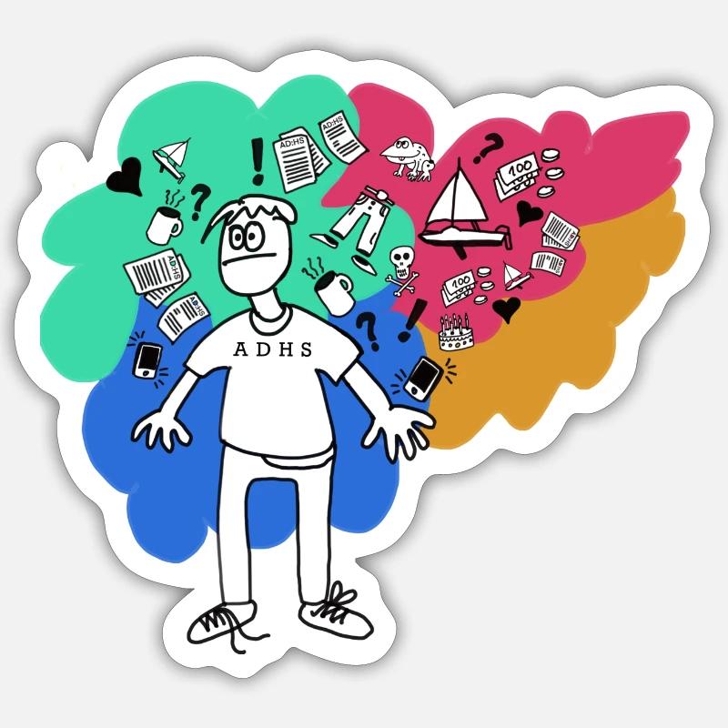État d’ TDAH 1 - Sticker taille S (10 x 10 cm) - blanc mat
