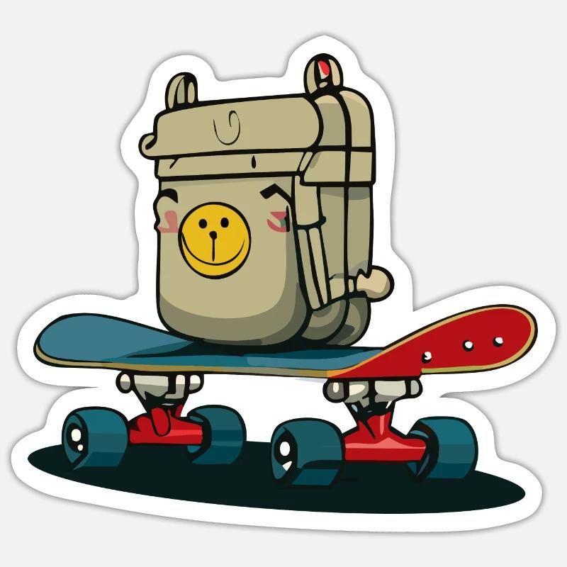 Skateboard and backpack Sticker size S (10 x 10 cm)