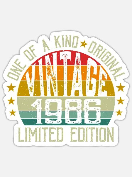 Jahrgang Jahrgang 1986 Retro Geburtstagsgeschenk 1986 - Sticker Größe S (10 x 10 cm) - Mattweiß