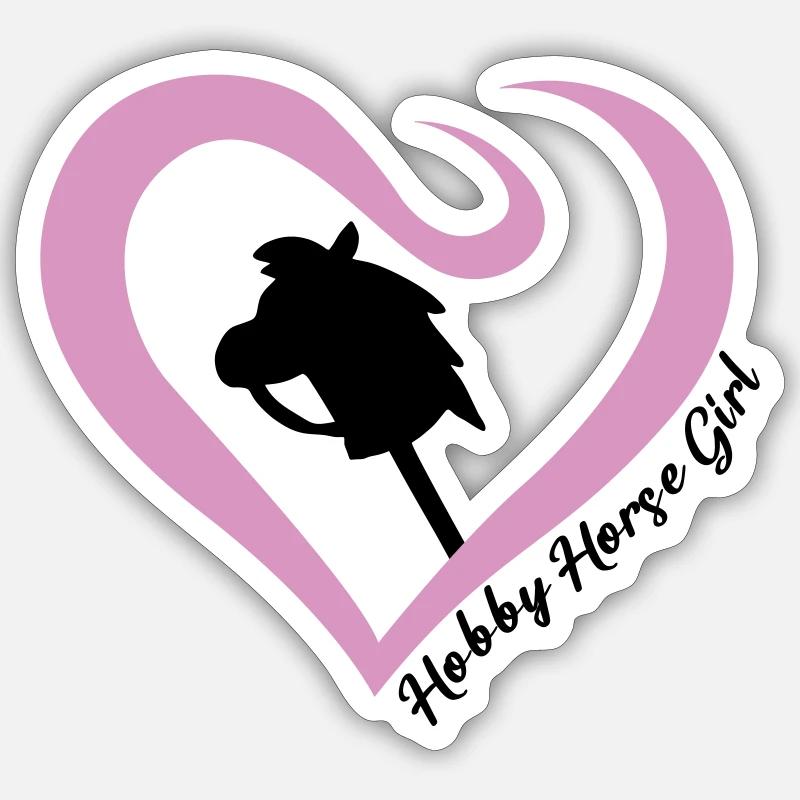 Hobby hest pige - Sticker størrelse S (10 x 10 cm) - mat hvid