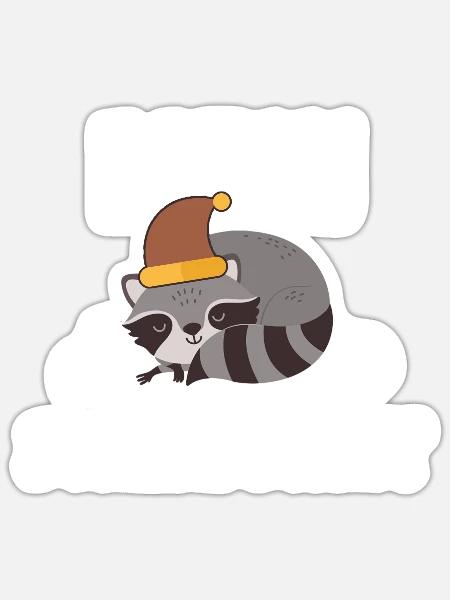 Schlafanzug Waschbär Schlafshirt Geschenk - Sticker Größe S (10 x 10 cm) - Mattweiß