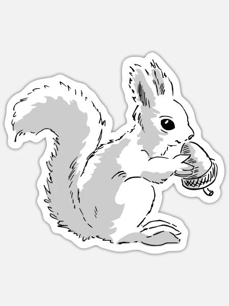 Eichhörnchen frisst eine Nuss - Sticker Größe S (10 x 10 cm) - Mattweiß