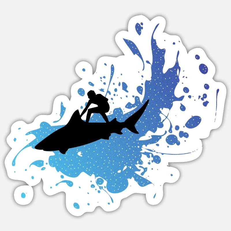 Surfez sur la vague ! - Sticker taille S (10 x 10 cm) - blanc mat