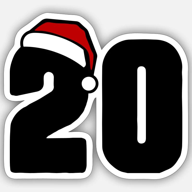 20 Numéro Noël - Sticker taille S (10 x 10 cm) - blanc mat