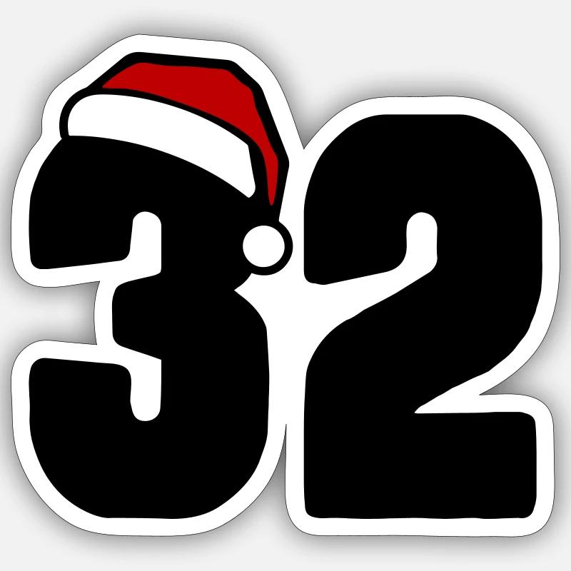 32 Numéro Noël - Sticker taille S (10 x 10 cm) - blanc mat
