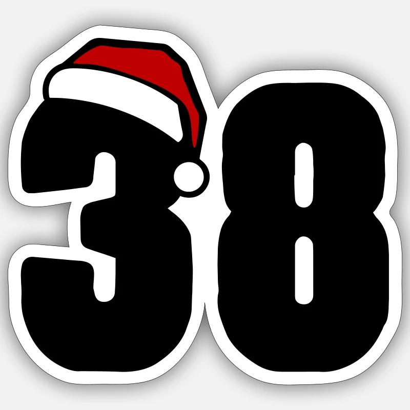 38 Numéro Noël Sticker taille S (10 x 10 cm)