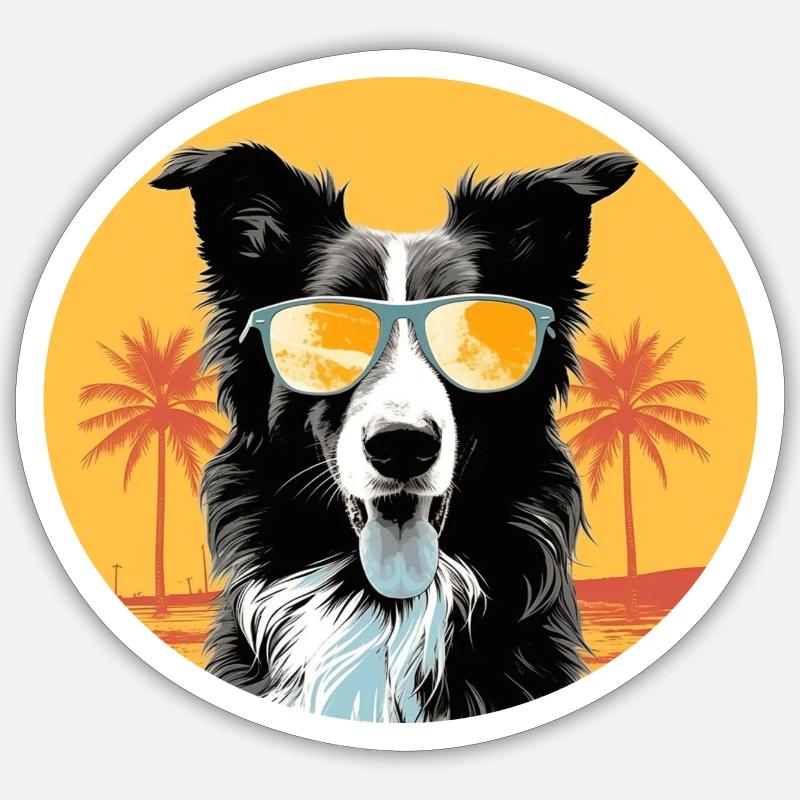 Border Collie - Sticker taille S (10 x 10 cm) - blanc mat