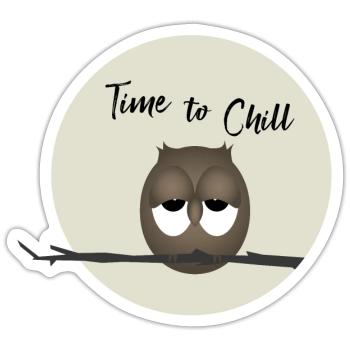 Owl - Time to relax - Sticker size S (10 x 10 cm) - white matte - Front