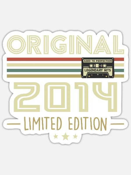 Jahrgang 2014 Original Vintage Retro Geburtstag - Sticker Größe S (10 x 10 cm) - Mattweiß